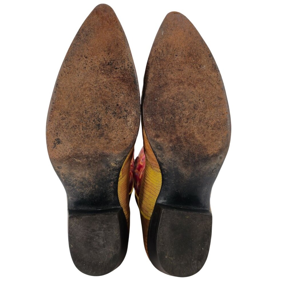 Stunning Womens 8C Smiths Aspen Honey Brown Lizard Cowboy Western Boots Exotic - Picture 6 of 16